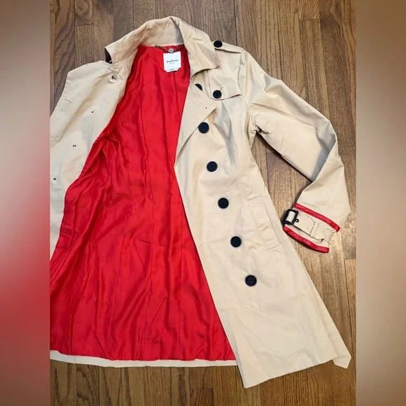 Pre-loved Bebe Double Breasted Leather Trim Trench Coat - Picture 5 of 9